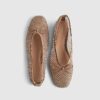 Beige Embellished Mesh Ballet Pumps