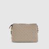 Beige Embossed Monogram Chain Cross Body Bag