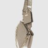 Beige Embossed Monogram Chain Cross Body Bag