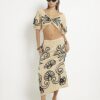 Beige Embroidered Beach Crop Top