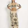 Beige Embroidered Beach Maxi Skirt