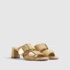 Beige Faux Suede Double Buckle Mule Sandal