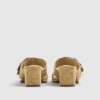 Beige Faux Suede Double Buckle Mule Sandal