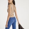Beige Faux Suede Sleeveless Drape Top