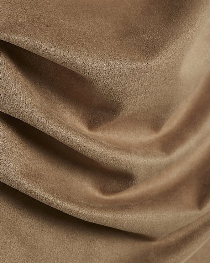 Beige Faux Suede Sleeveless Drape Top