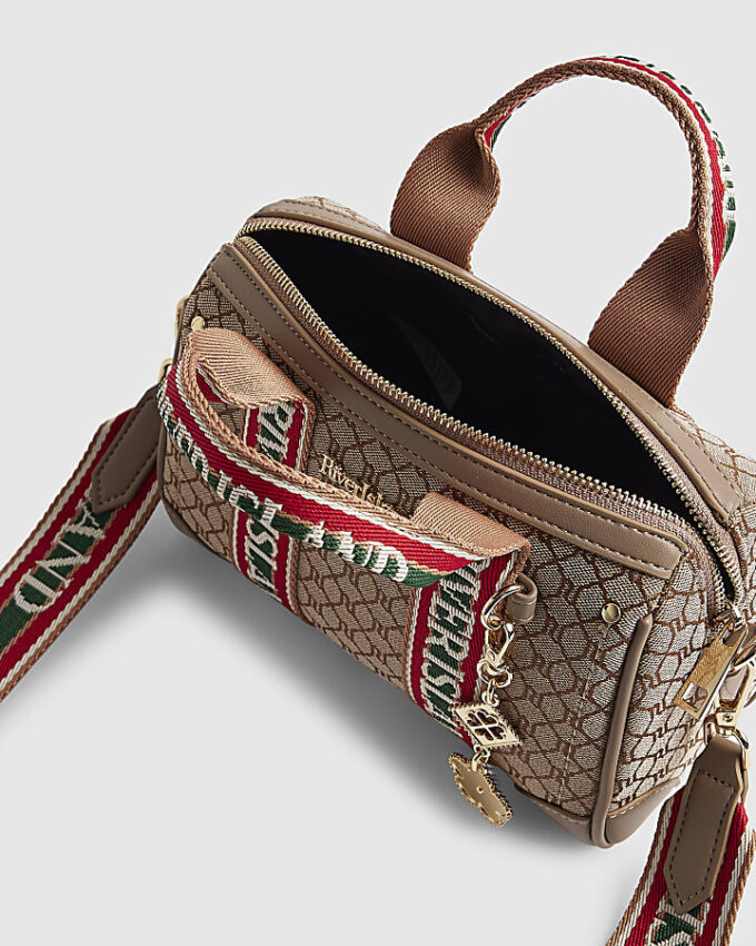 Beige Jacquard Monogram Bowler Bag