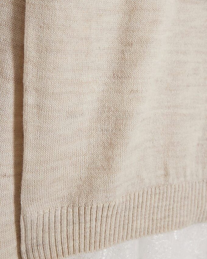Beige Knitted Hybrid Lace Top