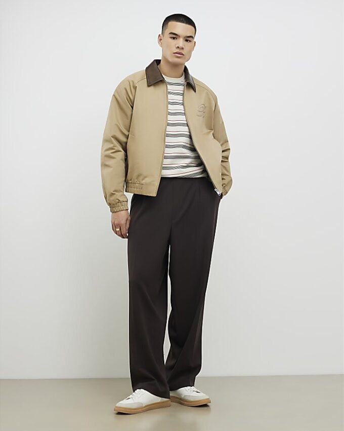 Beige Knitted Stripe T-Shirt
