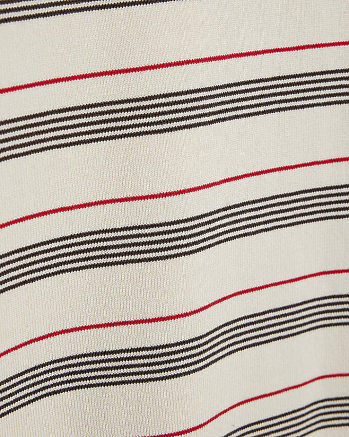 Beige Knitted Stripe T-Shirt