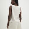 Beige Linen Blend Tank Top