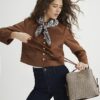 Beige Monogram Print Bucket Bag