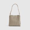 Beige Monogram Print Bucket Bag