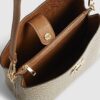 Beige Monogram Print Bucket Bag