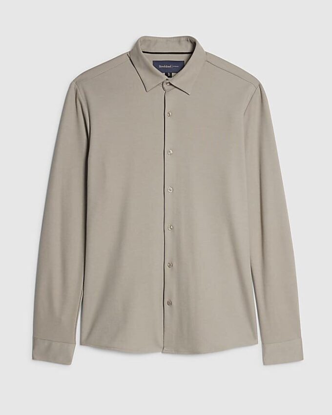 Beige Muscle Fit Pique Casual Shirt