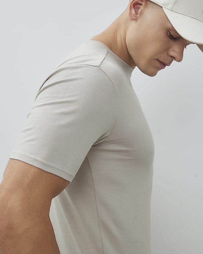 Beige Muscle Fit T-Shirt