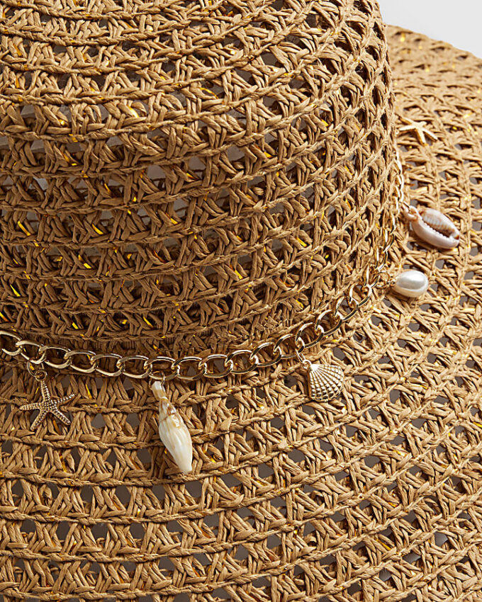 Beige Open Weave Floppy Hat