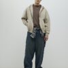 Beige Oversized Fit Zip Through Hoodie