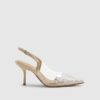 Beige Perspex Pointed Court Heels