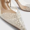 Beige Perspex Pointed Court Heels