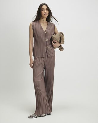 Beige Plisse Waistcoat