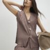 Beige Plisse Waistcoat