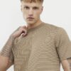Beige Regular Fit Stripe T-Shirt
