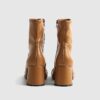 Beige Round Toe Snaffle Ankle Boots