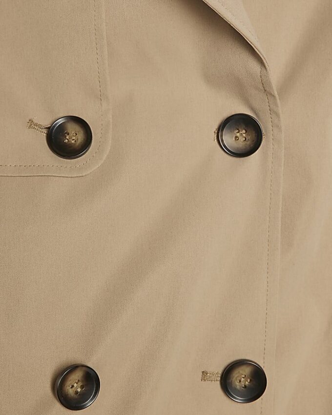 Beige Short Bubble Hem Trench Jacket