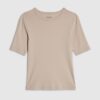 Beige Short Sleeve Fitted Top