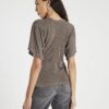 Beige Short Sleeve Ruched Waist Slinky Top