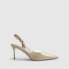 Beige Sliced Perspex Slingback Court Heels