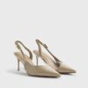 Beige Sliced Perspex Slingback Court Heels