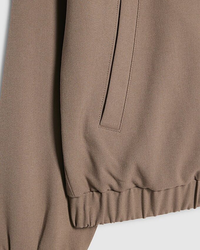 Beige Slim Fit Bomber Jacket