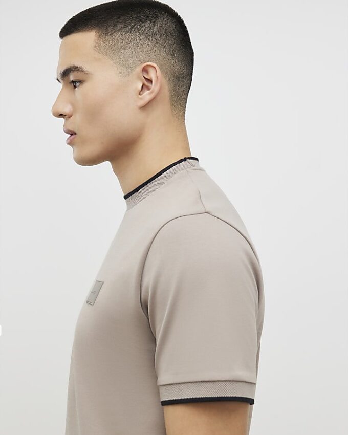 Beige Slim Fit MCMXII Badge T-Shirt