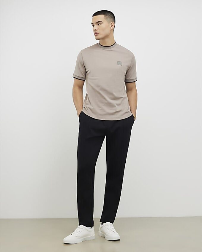 Beige Slim Fit MCMXII Badge T-Shirt