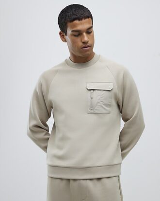 Beige Slim Fit Nylon Sweatshirt