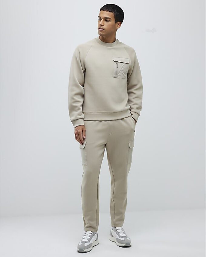 Beige Slim Fit Nylon Sweatshirt