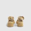 Beige Strap Buckle Wedge Sandals