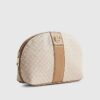 Beige Stripe Monogram Makeup Pouch