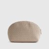 Beige Stripe Monogram Makeup Pouch