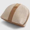 Beige Stripe Monogram Makeup Pouch
