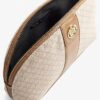 Beige Stripe Monogram Makeup Pouch