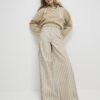 Beige Stripe Wide Leg Jeans