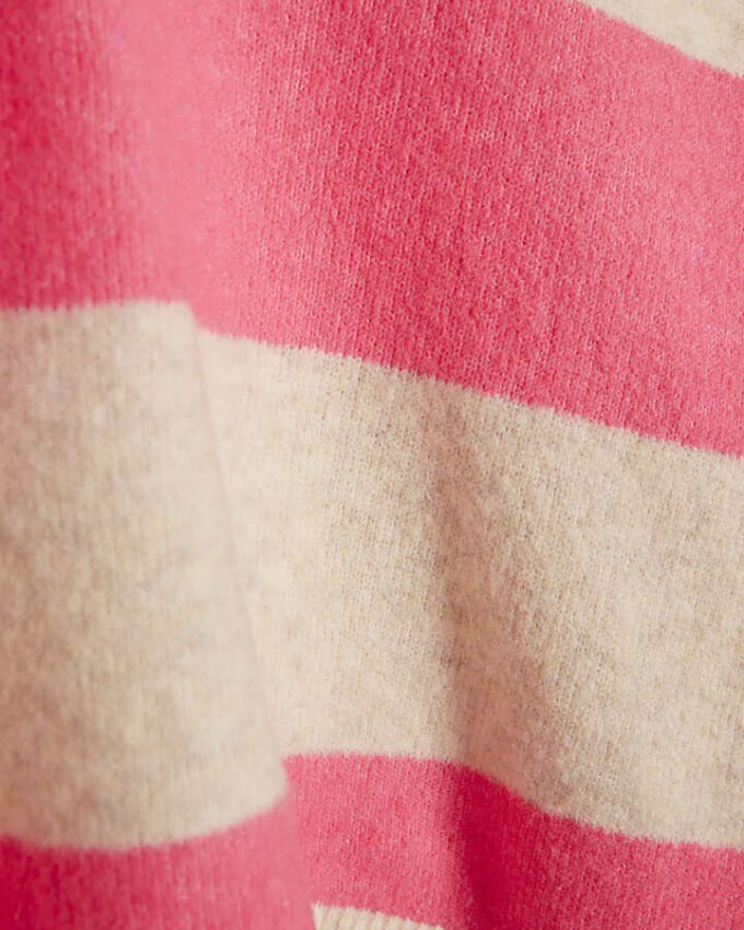 Beige Striped Crew Neck Jumper