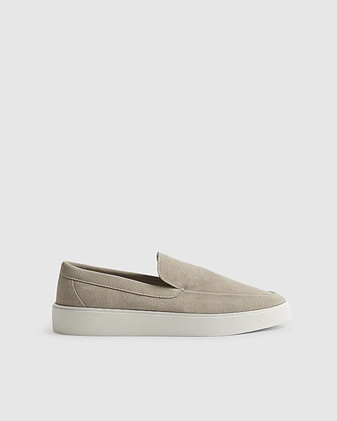 Beige Suede Loafers