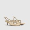 Beige Suede Toe Thong Heeled Sandals