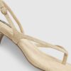 Beige Suede Toe Thong Heeled Sandals