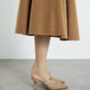 Beige Woven Instep Trim Court Heels