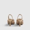 Beige Woven Instep Trim Court Heels