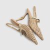 Beige Woven Instep Trim Court Heels
